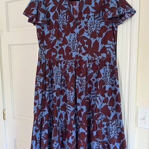 Tuckernuck Oliphant Willow Floral Cotton V-Neck Maxi Dress Rhubarb